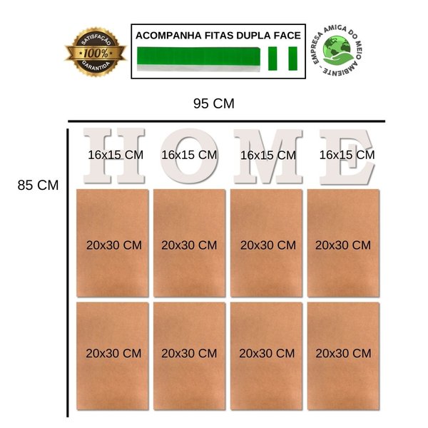 Kit 8 Placas Decorativas Frases Motivacionais C/ Letras HOME