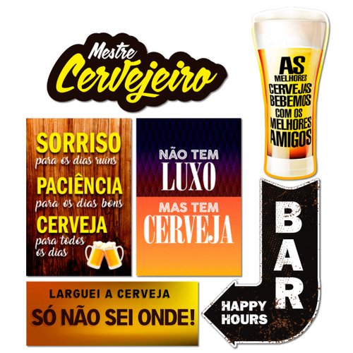 Kit 6 Placas Decorativas Cervejas Bar Frases Bebidas