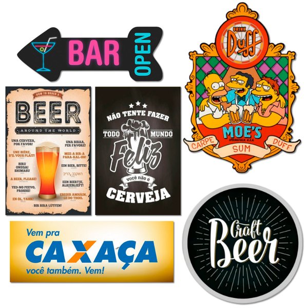 Kit 6 Placas Decorativas Cervejas Bebidas Bar Frase Simpsons
