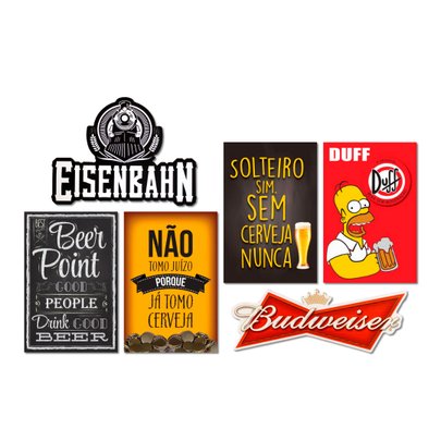 Kit 6 Placas Decorativas Cervejas Bebidas Frases Bar Boteco