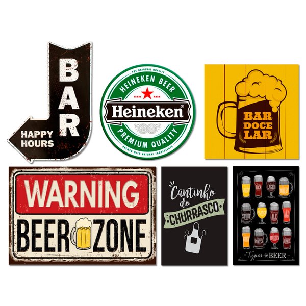 Kit 6 Placas Decorativas Cerveja Bebidas Frases