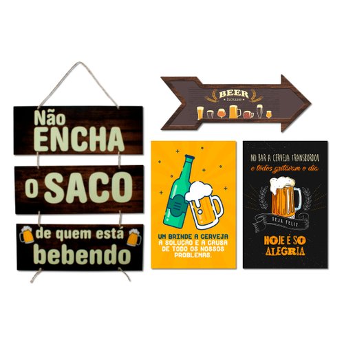 Kit 4 Placas Decorativas Bebidas Frases Cerveja