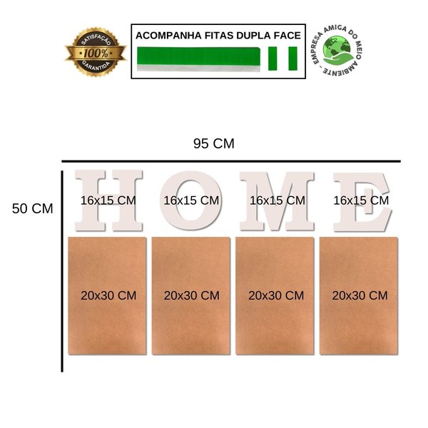 Kit 4 Placas Decorativas Frases Família Lar C/ Letras HOME