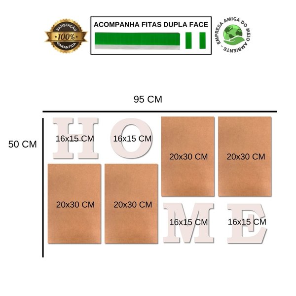Kit 4 Placas Decorativas Frases Família Amor C/ Letras HOME