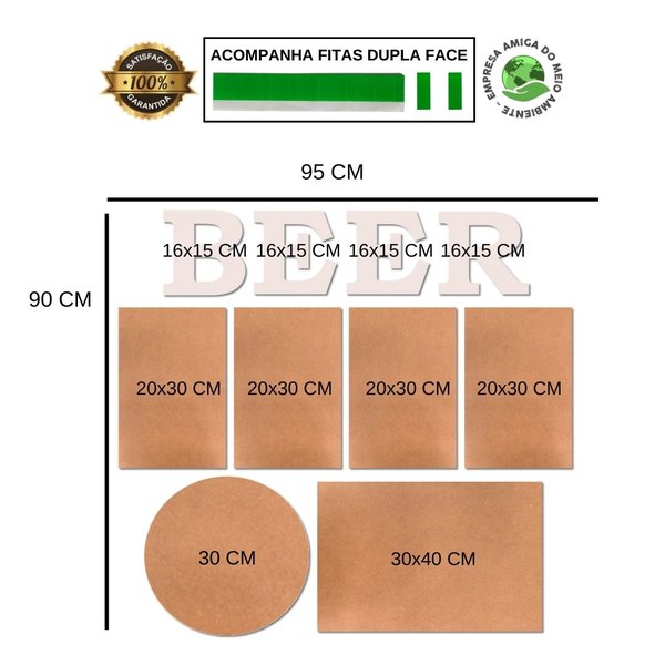 Kit 6 Placas Decorativas Cerveja Bebida Frase C/ Letras BEER