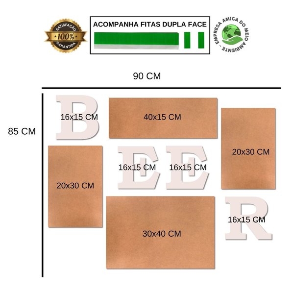 Kit 4 Placas Decorativas Cervejas Bebidas C/ Letras BEER