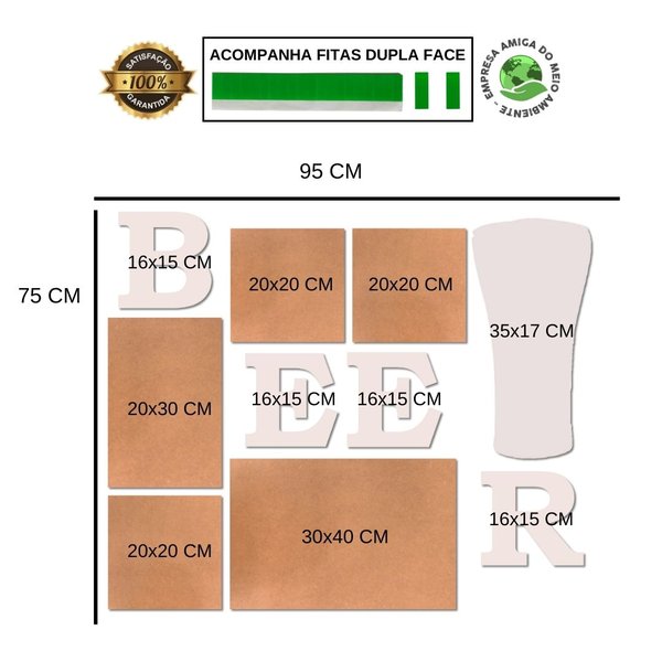 Kit 6 Placas Decorativas Cervejas Churrasco C/ Letras BEER