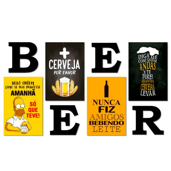 Kit 4 Placas Decorativas Cervejas Simpsons C/ Letras BEER