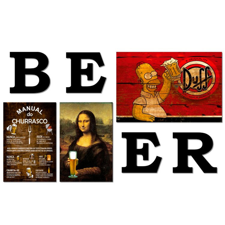 Kit 3 Placas Decorativas Cervejas Bebida Duff C/ Letras BEER