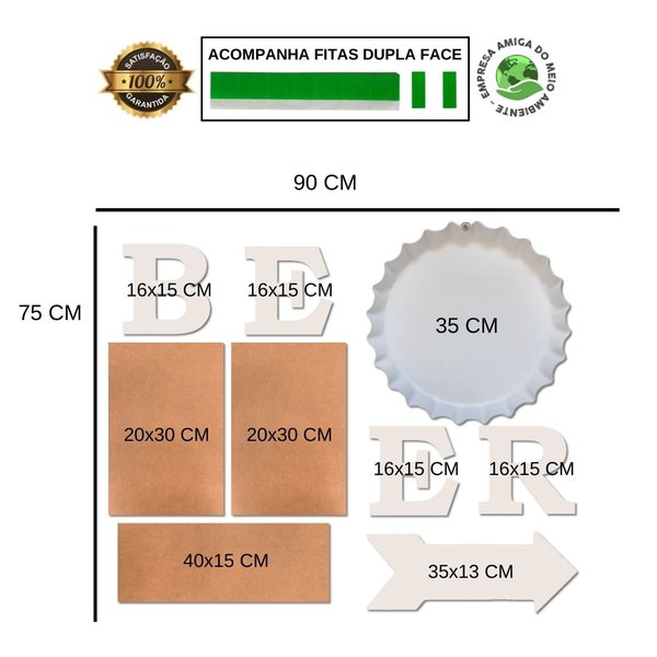 Kit 5 Placas Decorativas Cervejas Churrasco C/ Letras BEER