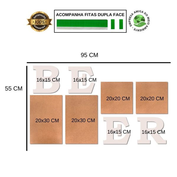Kit 4 Placas Decorativas Cervejas Bebidas C/ Letras BEER