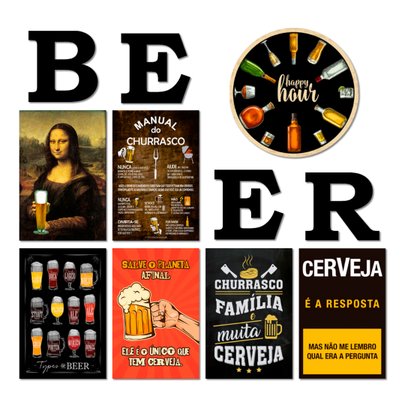 Kit 7 Placas Decorativas Cervejas Bebidas C/ Letras BEER