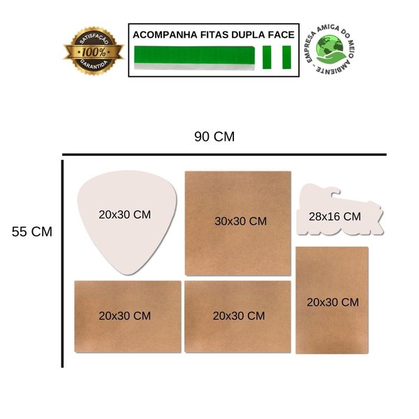 Kit 6 Placas Decorativas Música Rock Frases