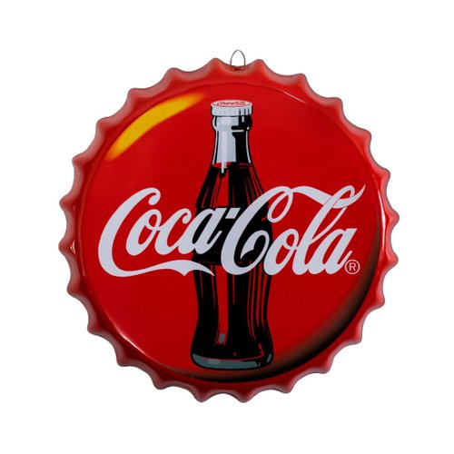 Placa Tampa de Garrafa Decorativa 35 cm Coca Cola