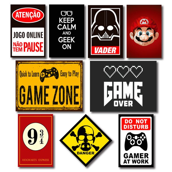 Kit 9 Placas Decorativas Geek Nerd Frases Divertidas