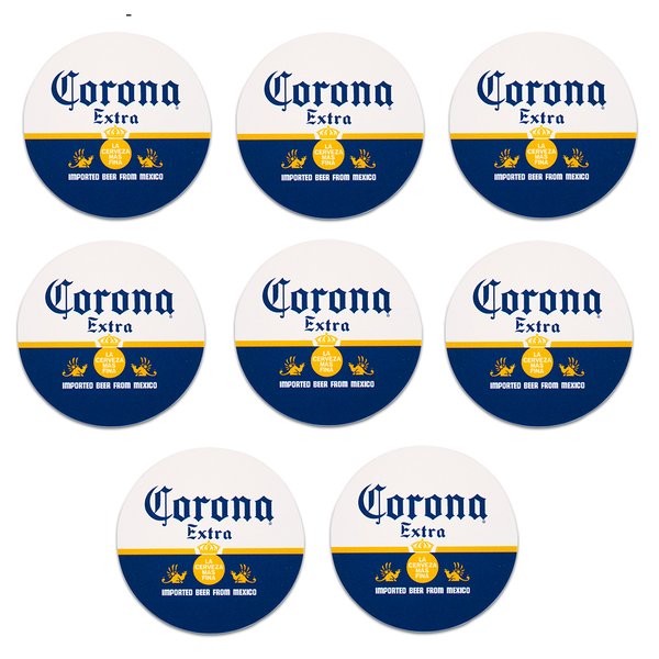 Kit 8 Bolachas Porta Copos Corona Em Plástico Com Suporte
