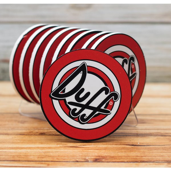 Kit 8 Bolachas Porta Copos Duff Em Plástico Com Suporte