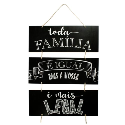 Placa Decorativa Frases Família Com Corda 70x40 Cm
