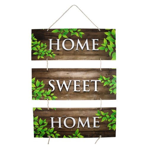 Placa Decorativa Frase Home Sweet Home Corda 70x40 Cm