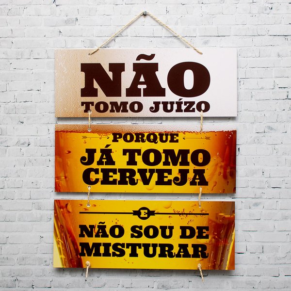 Placa Decorativa Frase Cerveja Juízo Com Corda 70x40 Cm
