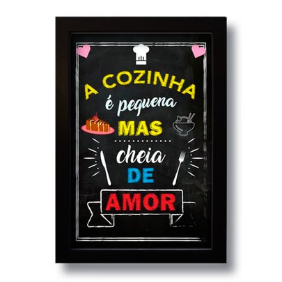 Quadro Decorativo Frase Amor Para Cozinha  33x43 cm