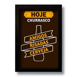 Imagem de Quadro Decorativo Frase Churrasco Amigos Cerveja  33x43 cm
