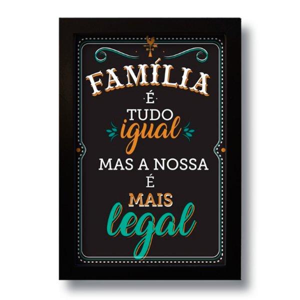 Quadro Decorativo Frase Família Para Sala Quarto  33x43 cm