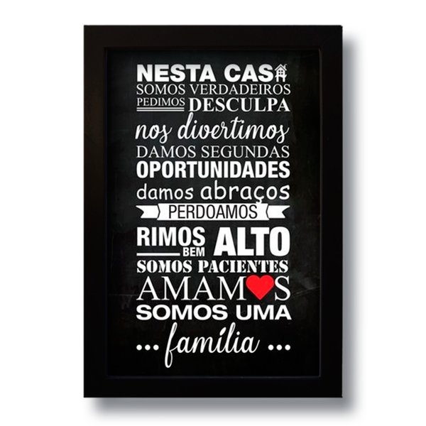 Quadro Decorativo Frase Somos Uma Família  33x43 cm