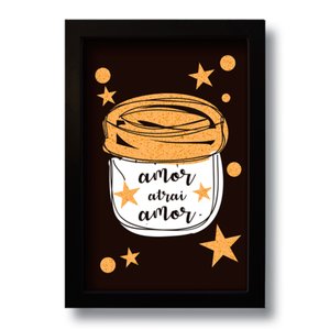 Imagem de Quadro Decorativo Frase Amor Atrai Amor  33x43 cm