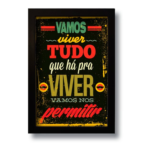 Quadro Decorativo Frase Motivacional Vamos Viver  33x43 cm