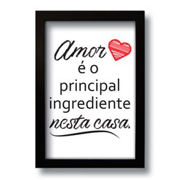 Imagem de Quadro Decorativo Frase Amor Principal Ingrediente  33x43 cm