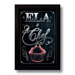 Imagem de Quadro Decorativo Frase Ela é Chef Para Cozinha  33x43 cm