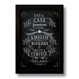 Imagem de Quadro Decorativo Frase Casa Amigos Risadas Cerveja 33x43 cm