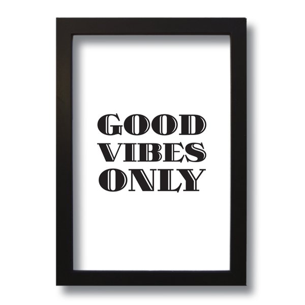 Quadro Decorativo Frase Good Vibes Only  33x43 cm