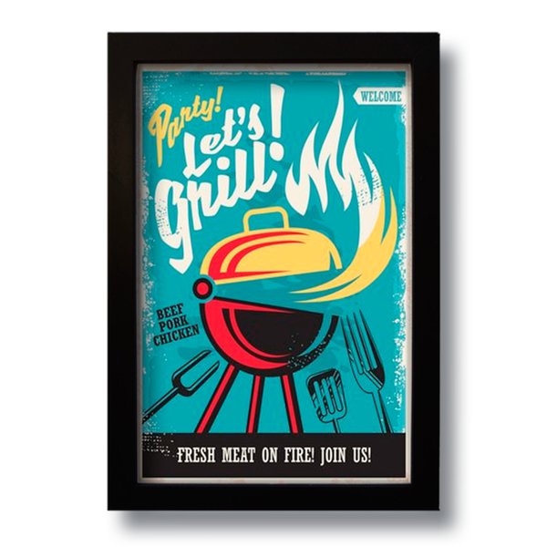 Quadro Decorativo Grill Churrasco Vintage  33x43 cm