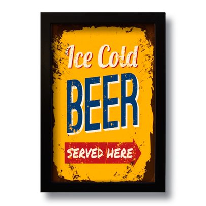 Quadro Decorativo Cerveja Ice Cold Beer Vintage  33x43 cm