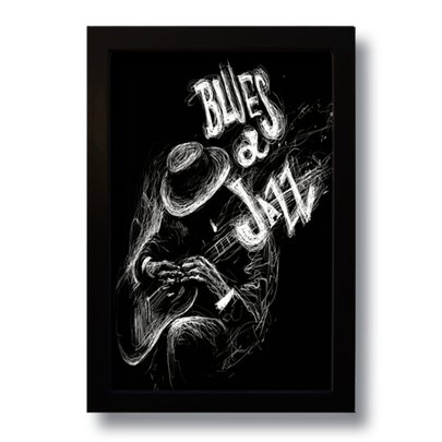 Quadro Decorativo Música Blues e Jazz  33x43 cm