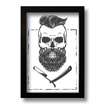 Quadro Decorativo Barbearia Barber Shop Skull  33x43 cm