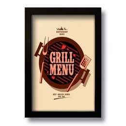 Imagem de Quadro Decorativo Grill Menu Churrasco Vintage  33x43 cm