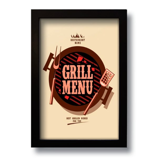 Quadro Decorativo Grill Menu Churrasco Vintage  33x43 cm
