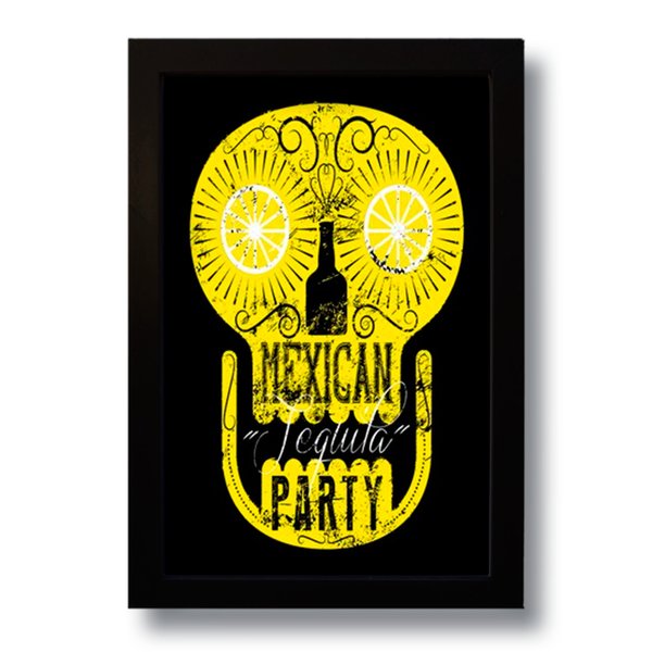Quadro Decorativo Caveira Tequila Vintage  33x43 cm