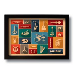 Imagem de Quadro Decorativo Instrumentos Musicais  33x43 cm