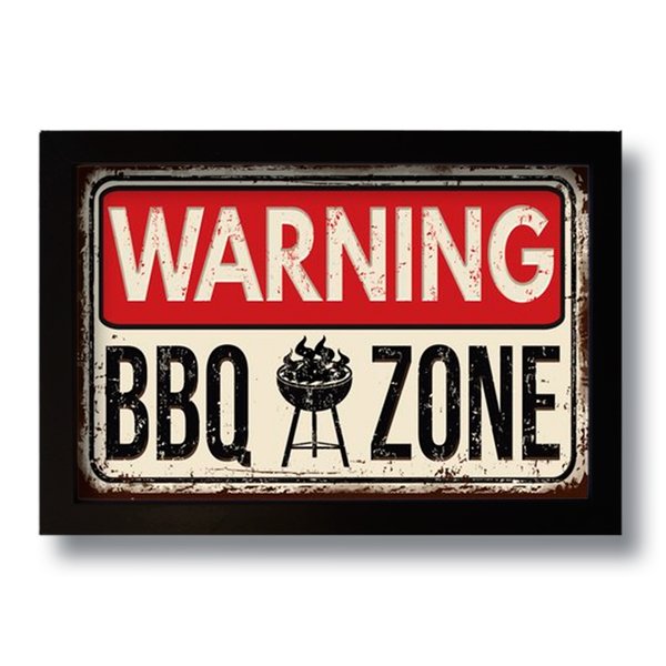 Quadro Decorativo Vintage Bbq Zone Churrasco  33x43 cm