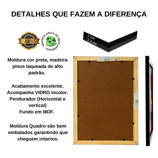 Moldura Quadro A4 21x30cm Certificado Diploma Com Vidro