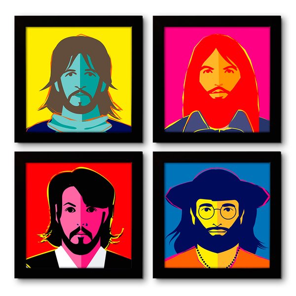 Quadro Decorativo Composê 40x40 Cm Beatles