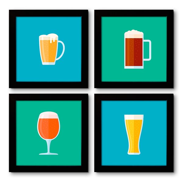 Quadro Decorativo Composê 40x40 Cm Bebidas
