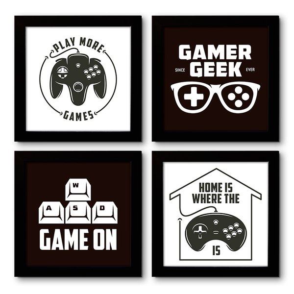 Quadro Decorativo Composê 40x40 Cm Game Geek