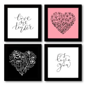Imagem de Quadro Decorativo Composê 40x40 Cm Frases Love