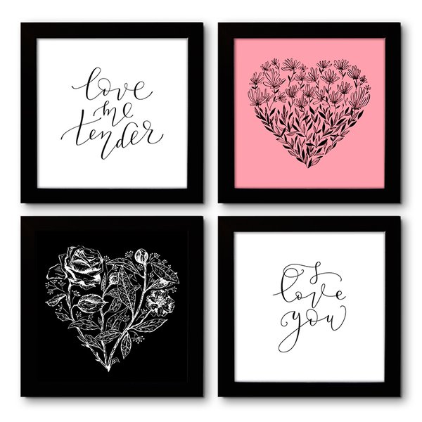 Quadro Decorativo Composê 40x40 Cm Frases Love