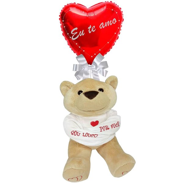 Balão Eu Te Amo e Urso "Louco por Você"